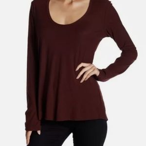 James Perse Long Sleeve Scoop Neck Tee, purple, Size 2